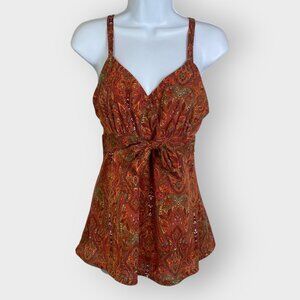 Vtg Y2K INC Babydoll Cami | Paisley Mesh | USA | Festival Hippie Whimsy Forest